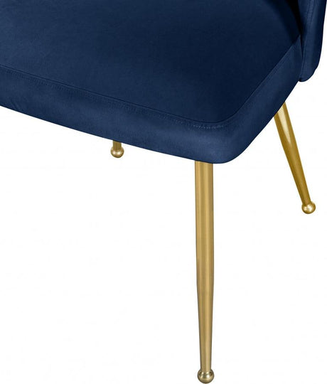 Meridian Furniture - Logan Velvet Dining Chair Set Of 2 In Navy - 990Navy-C