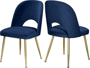 Logan Velvet Dining Chair Set Of 2 In Navy - 990Navy-C | Meridian