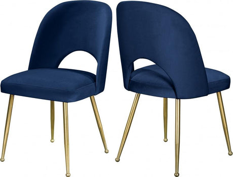 Meridian Furniture - Logan Velvet Dining Chair Set Of 2 In Navy - 990Navy-C