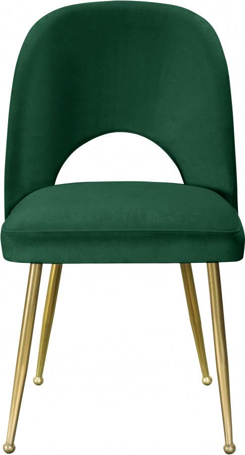 Meridian Furniture - Logan Velvet Dining Chair Set Of 2 In Green - 990Green-C