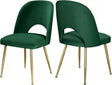 Logan Velvet Dining Chair Set Of 2 In Green - 990Green-C | Meridian