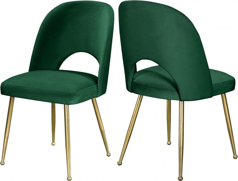 Meridian Furniture - Logan Velvet Dining Chair Set Of 2 In Green - 990Green-C