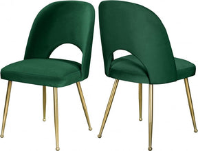 Logan Velvet Dining Chair Set Of 2 In Green - 990Green-C | Meridian