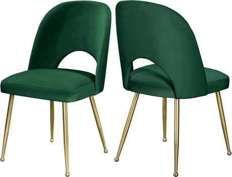 Meridian Furniture - Logan Velvet Dining Chair Set Of 2 In Green - 990Green-C