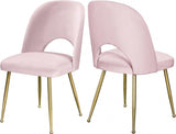 Meridian Furniture - Logan Velvet Dining Chair Set Of 2 In Pink - 990Pink-C