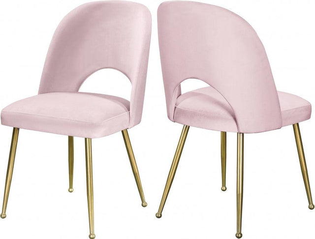 Meridian Furniture - Logan Velvet Dining Chair Set Of 2 In Pink - 990Pink-C