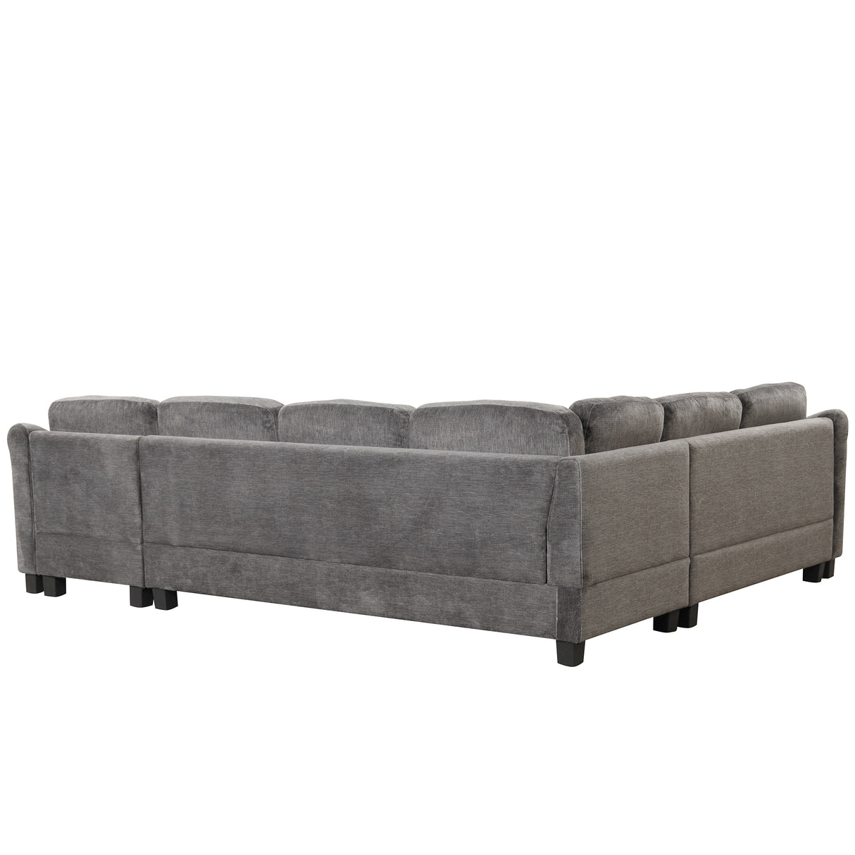 122.1" *91.3" 4pcs Sectional Sofa with Ottoman with Right Side Chaise velvet fabric Dark Gray - SG000810AAE - image - 11