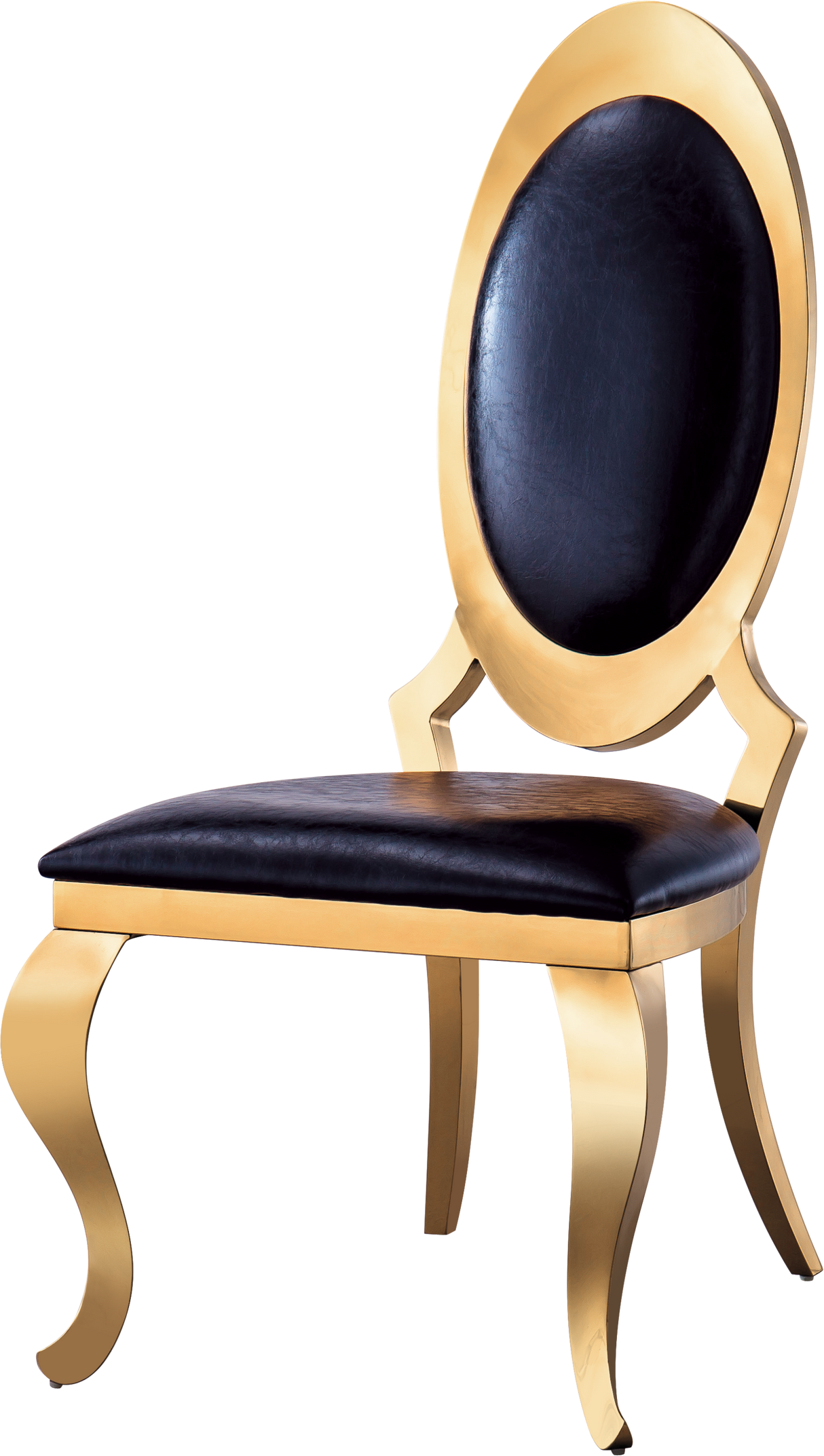 Leatherette Dining Chair with Oval Backrest Set of 2, Stainless Steel Legs. Size: 22”Lx26"Dx44"H - Home Elegance USA