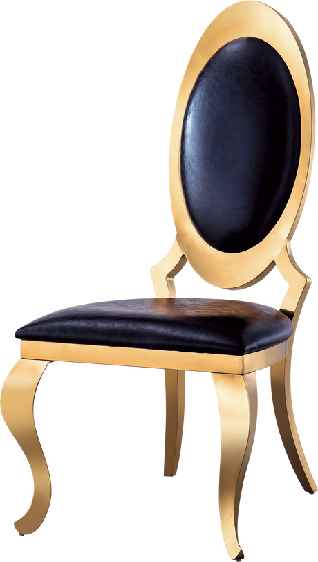 Leatherette Dining Chair with Oval Backrest Set of 2, Stainless Steel Legs. Size: 22”Lx26"Dx44"H - Home Elegance USA