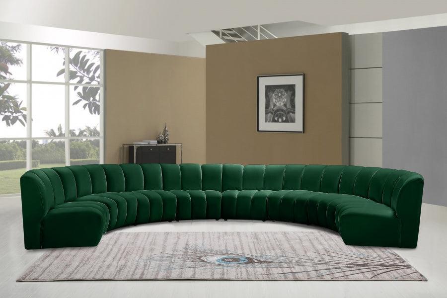 Meridian Furniture - Infinity Modular 8 Piece Sectional In Green - 638Green-8Pc