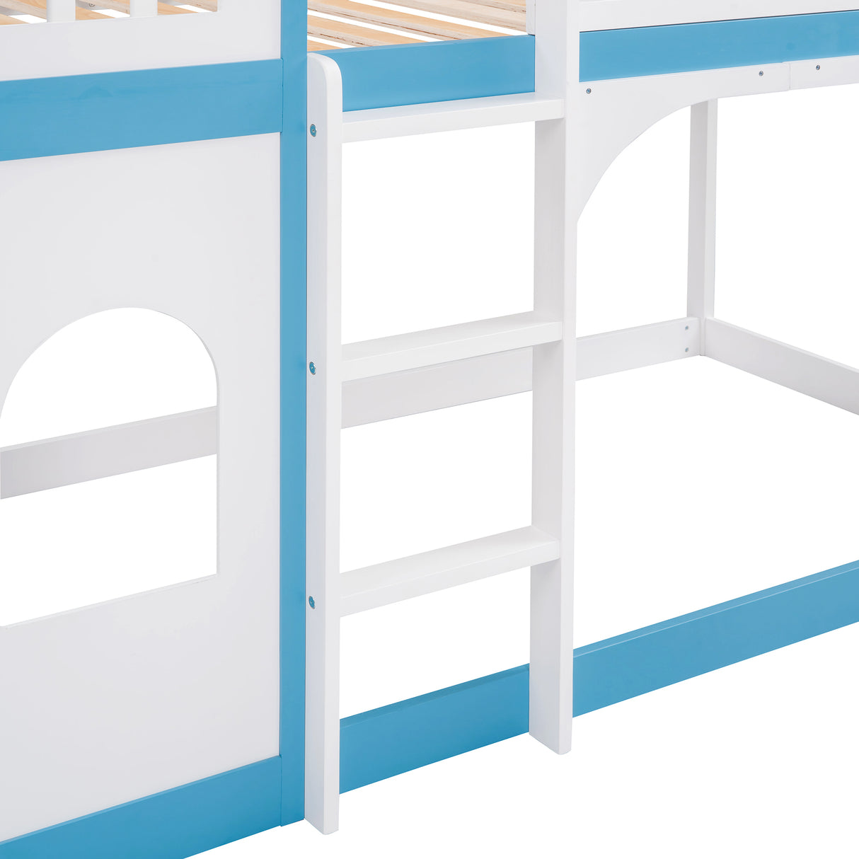 Twin Over Twin Castle Bunk Bed with Ladder - Blue - Home Elegance USA