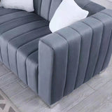 A modern channel sofa take on a traditional Chesterfield,Grey color,3 seater | Home Elegance USA