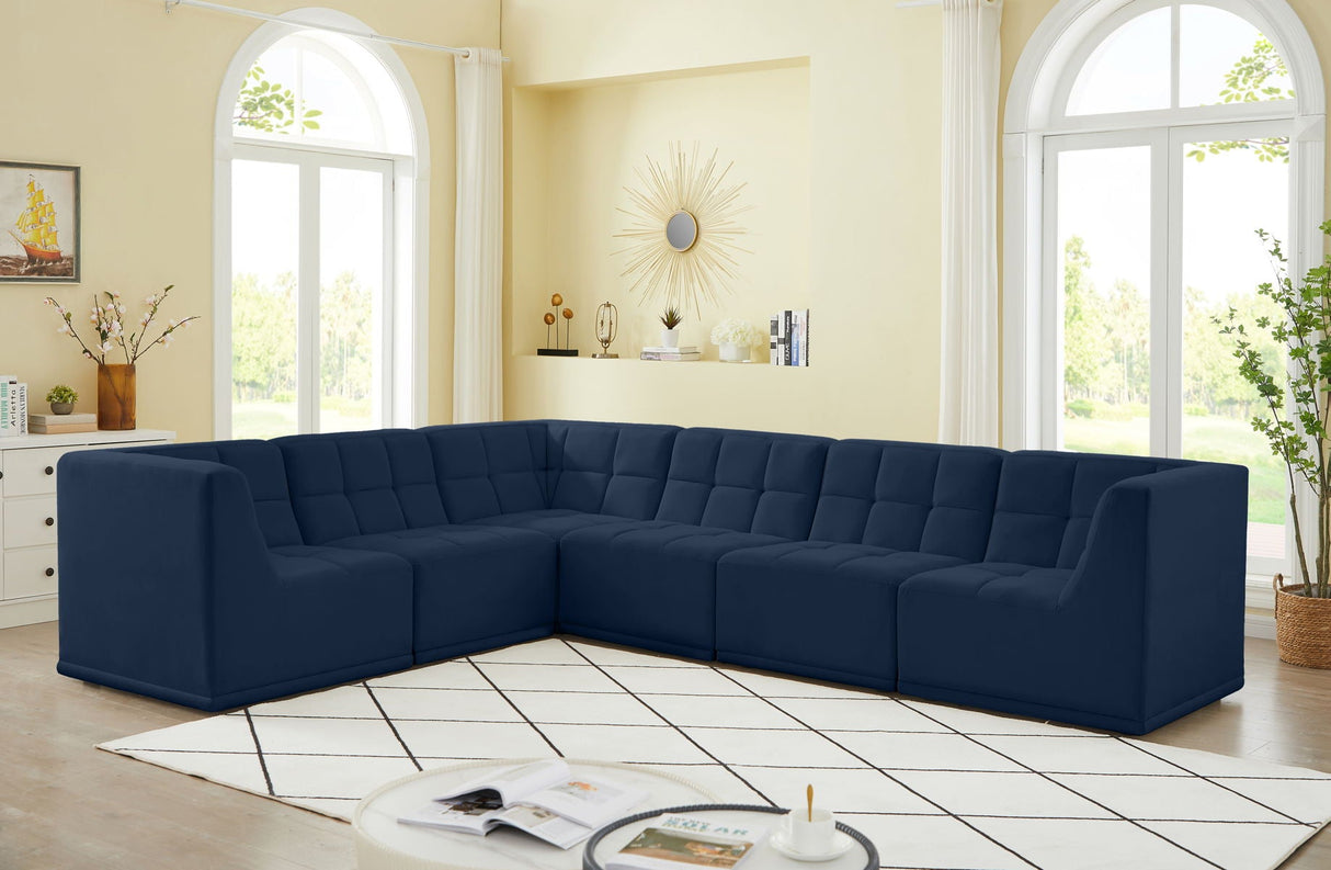 Relax - Modular Sectional 6 Piece - Navy - Fabric - Home Elegance USA