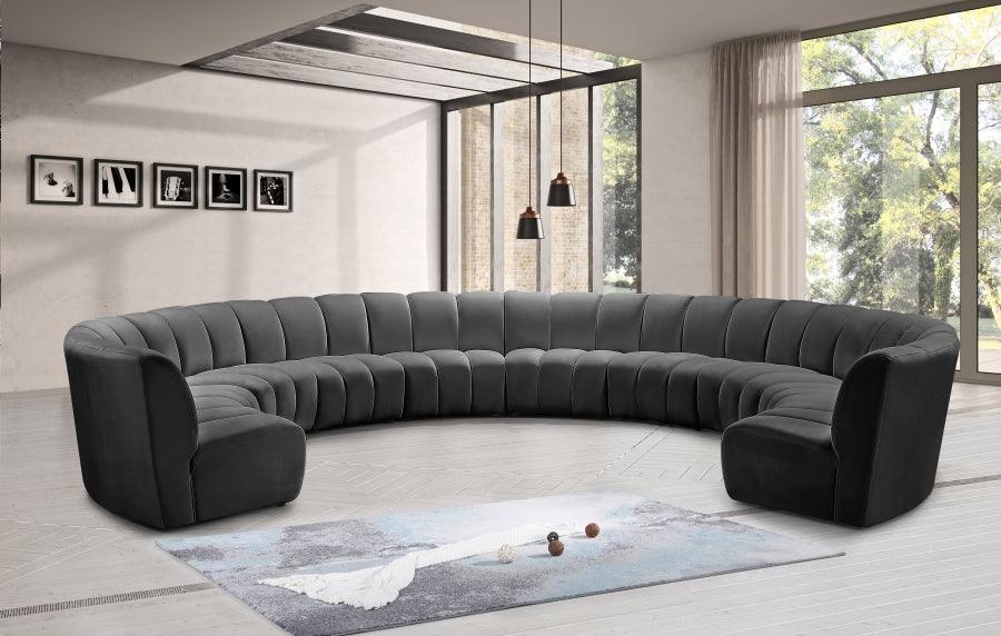 Meridian Furniture - Infinity 10 Piece Modular Sectional In Grey - 638Grey-10Pc