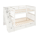 Full Over Full Bunk Bed with Shelves and 6 Storage Drawers, White(Old SKU：LP000046AAK) - Home Elegance USA