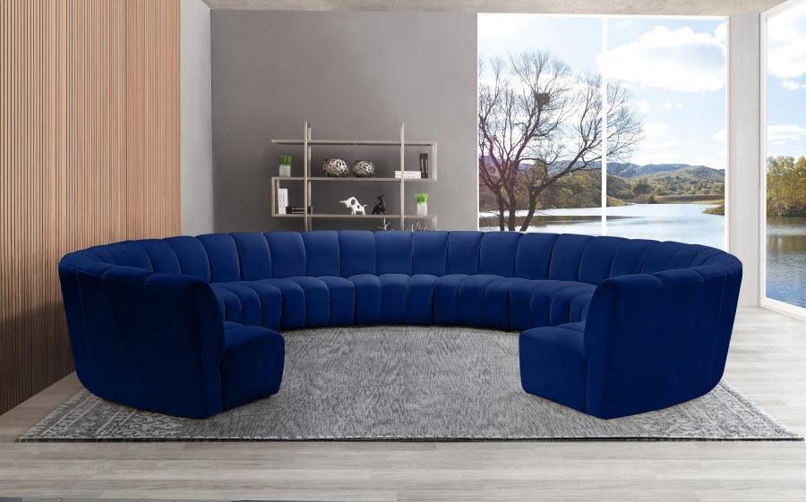 Meridian Furniture - Infinity 11 Piece Modular Sectional In Navy - 638Navy-11Pc