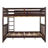 Full-Over-Full Bunk Bed with Ladders and Two Storage Drawers (Espresso) - Home Elegance USA