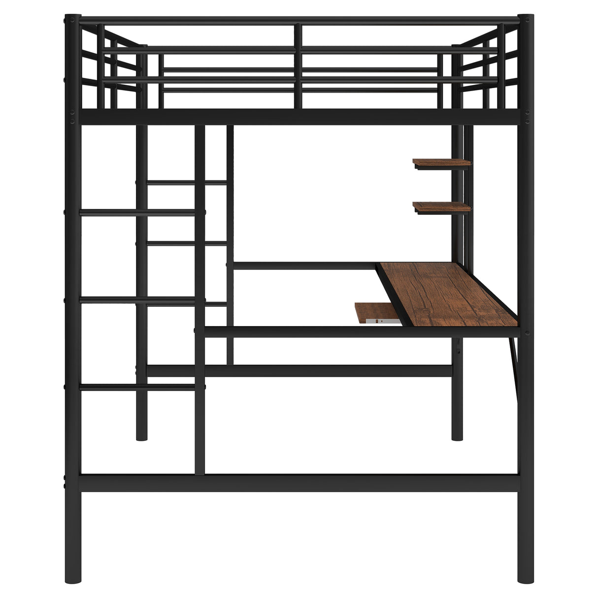 Loft Bed with Desk and Shelf , Space Saving Design,Full,Black (OLD SKU:MF285665AAB) - Home Elegance USA