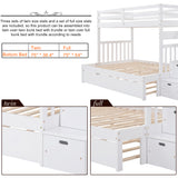Twin over Twin/Full Bunk Bed with Twin Size Trundle (White)(OLD SKU :LP000025AAK) - Home Elegance USA