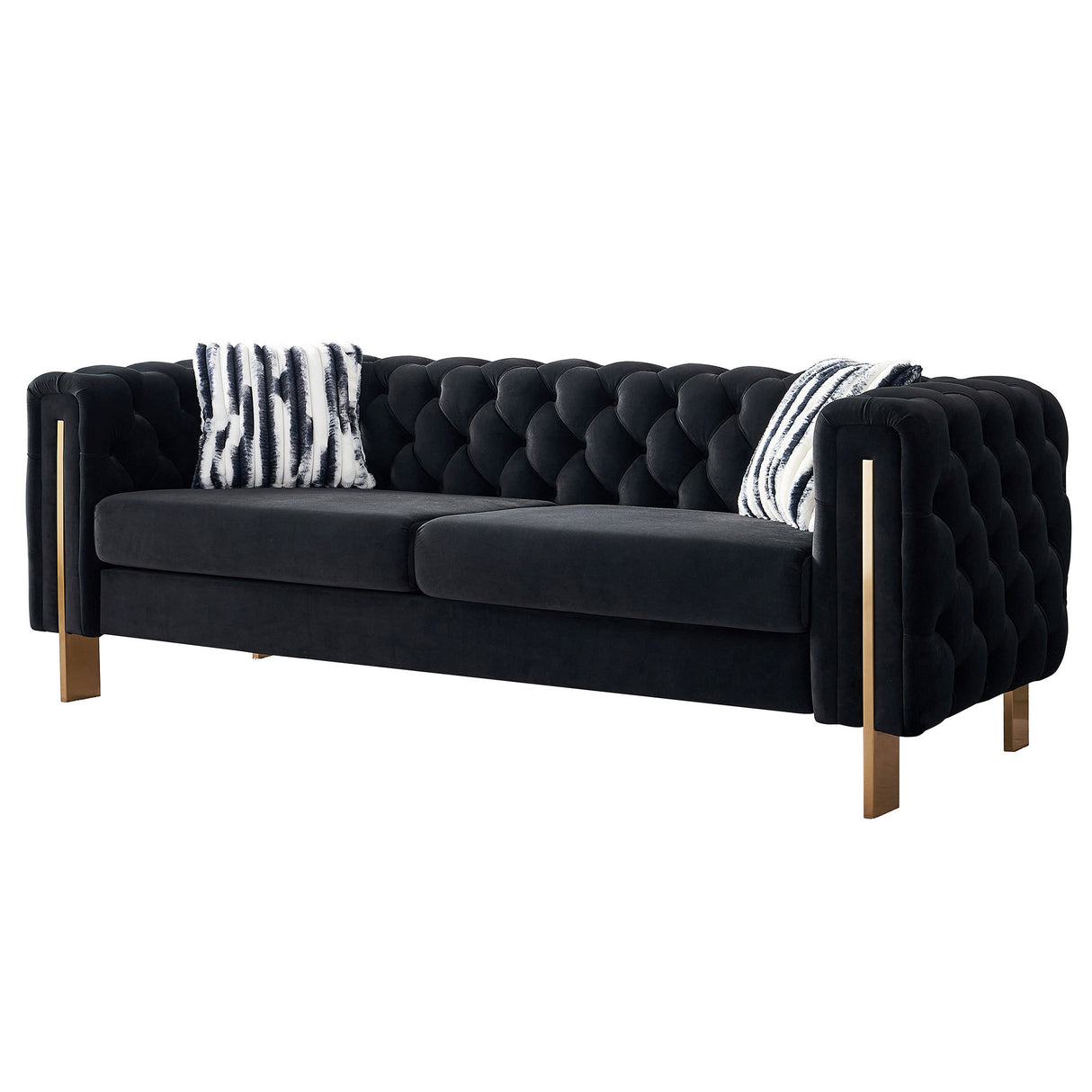 Modern velvet sofa BLACK color - Home Elegance USA