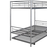 Twin-Over-Twin Metal Bunk Bed With Trundle,Can be Divided into two beds,No Box Spring needed ,White ( old sku: MF194806AAN ) - Home Elegance USA