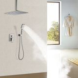 Shower Faucet Set System Ceiling Shower Faucets Sets Complet with Rough-in Valve, 10 Inches High Pressure Rain Shower Head and Handheld