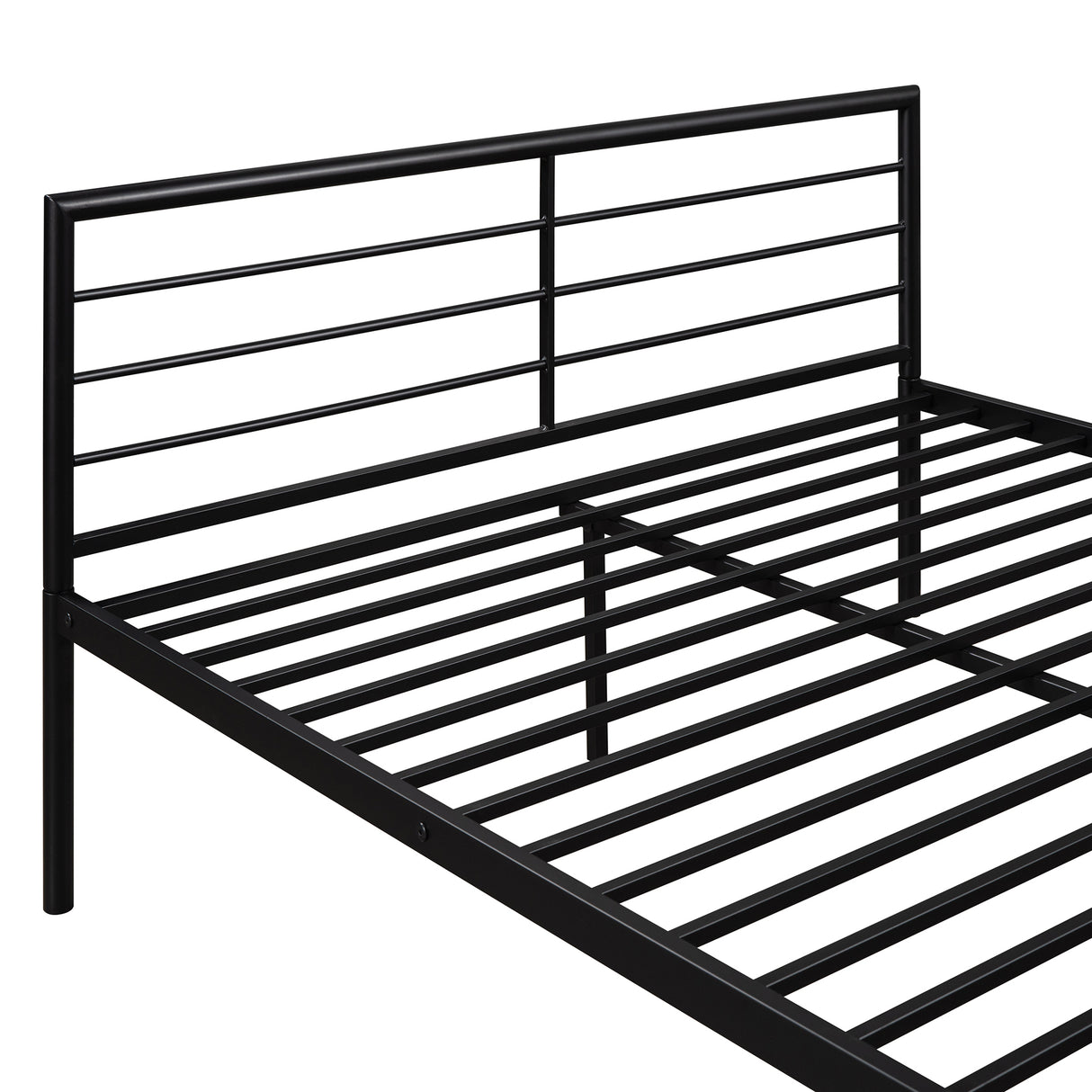 Twin Over Full Metal Bunk Bed with Desk, Ladder and Quality Slats for Bedroom, Metallic Black（OLD SKU :LP000092AAB） - Home Elegance USA