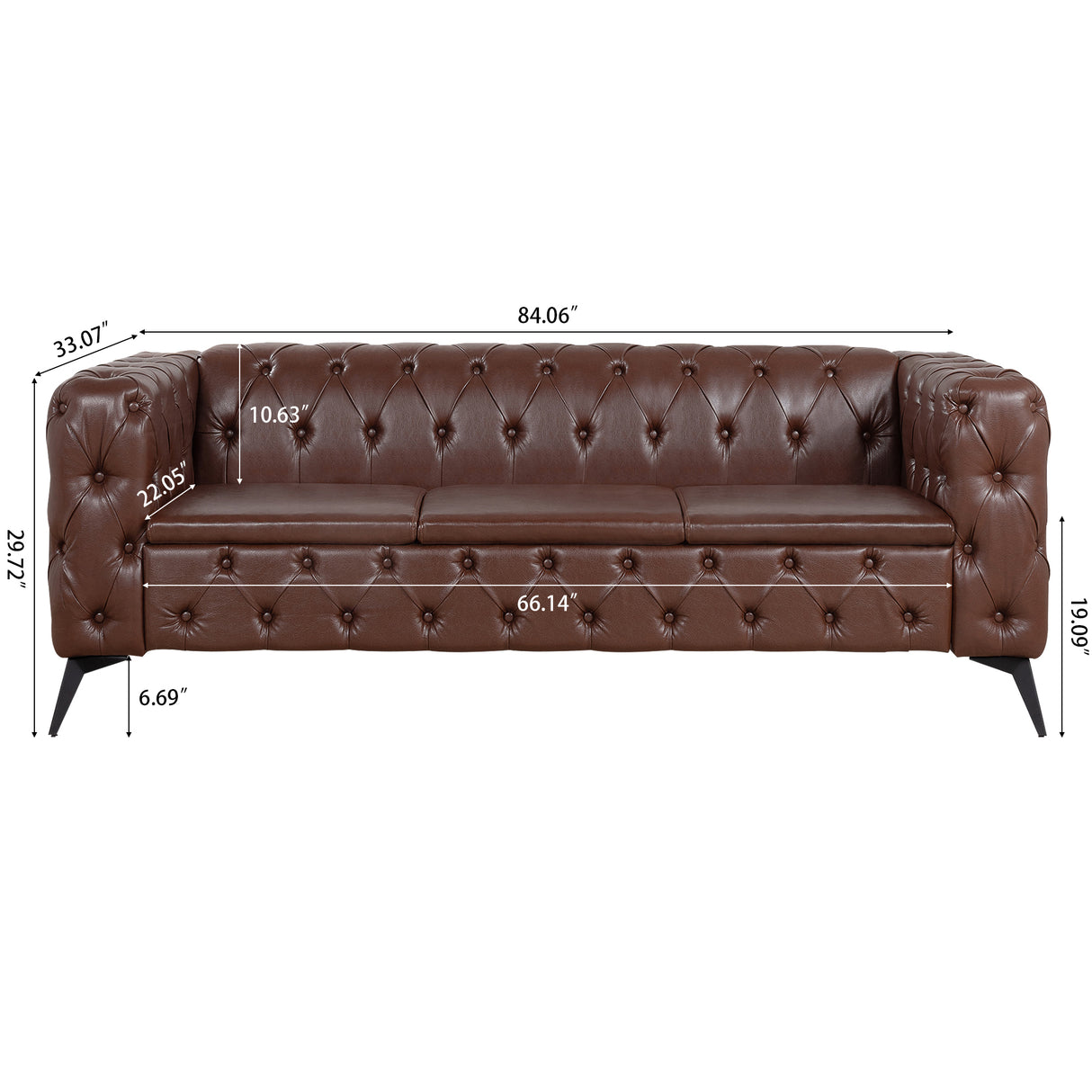 84.06Inch Width Traditional Square Arm removable cushion 3 seater Sofa | Home Elegance USA