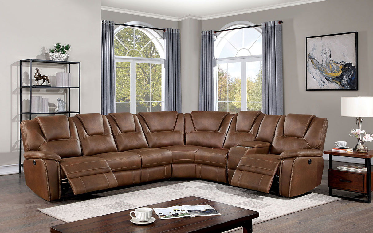 Erfurt - Power Sectional & Armless Chair - Brown - Home Elegance USA