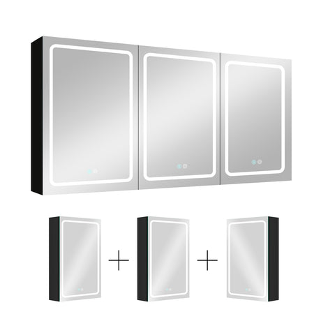 60x30 Inch LED Bathroom Medicine Cabinet Surface Mount Double Door Lighted Medicine Cabinet, Medicine Cabinets for Bathroom with Mirror Defogging, Dimmer Black - W995S00075 - image - 15