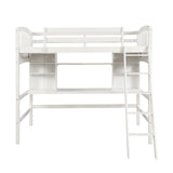 Twin size Loft Bed with Storage Shelves, Desk and Ladder, White(OLD SKU :LP000140KAA) - Home Elegance USA