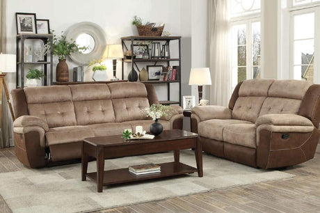 Homelegance - Chai 2 Piece Double Reclining Sofa Set In Two-Tone Brown - 9980-3-2