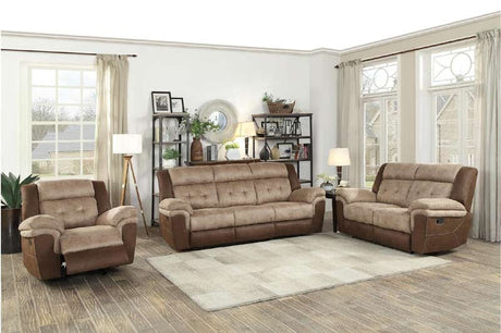 Homelegance - Chai 3 Piece Double Reclining Living Room Set In Two-Tone Brown - 9980-3-2-1