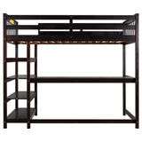 Twin Size Loft Bed with Storage Shelves and Under-bed Desk, Espresso(OLD SKU:SM000245AAP-1) - Home Elegance USA