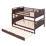 Full-Over-Full Bunk Bed with Twin size Trundle , Separable Bunk Bed for Bedroom - Espresso - Home Elegance USA