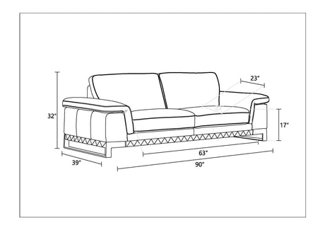 Top Grain Italian Leather Sofa Home Elegance USA