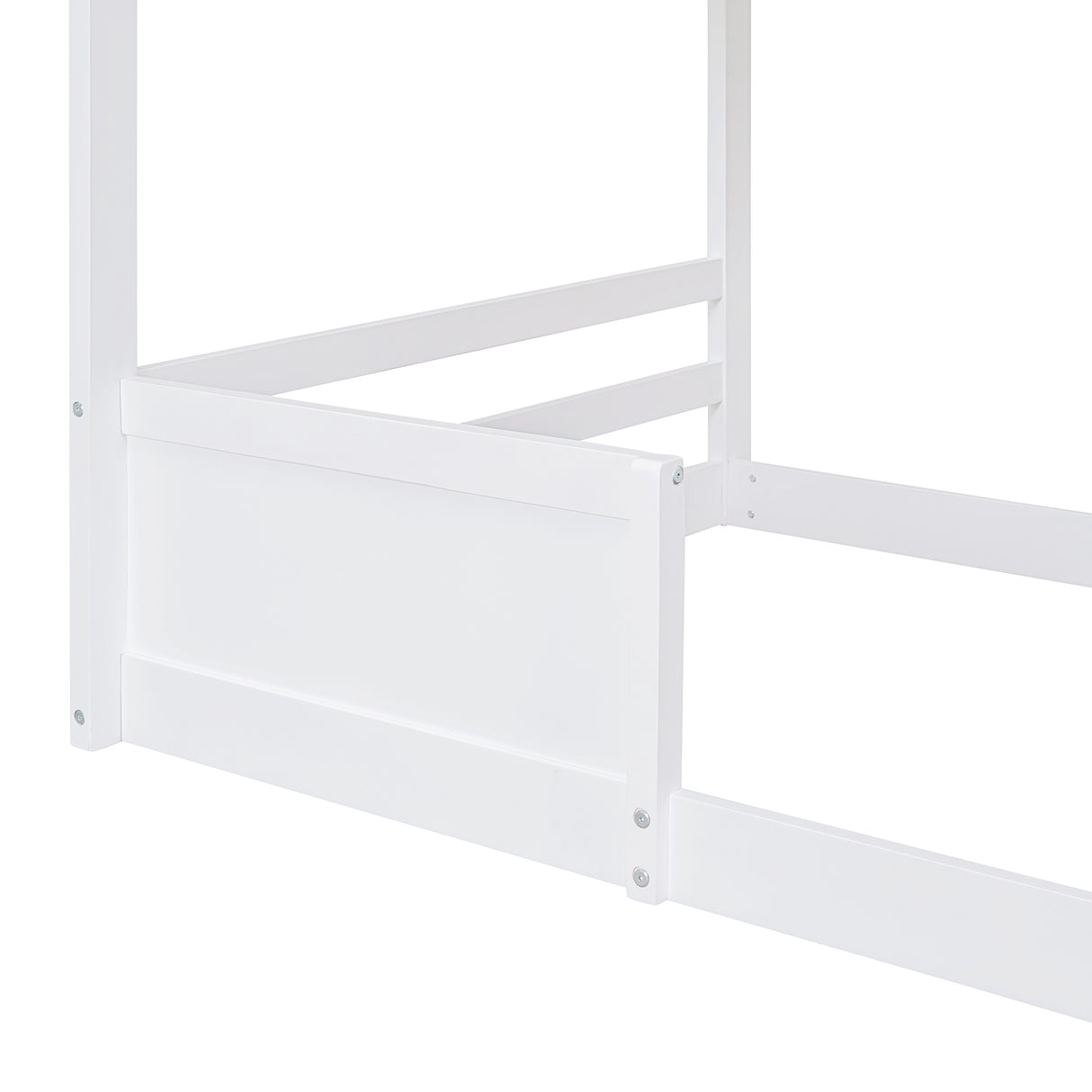 Twin over Twin Bunk Bed with Roof and Window, with Guardrails and Ladder, White - Home Elegance USA