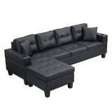 Sectional Sofa Set for Living Room with L Shape  Chaise Lounge ,cup holder and  Left or Right Hand Chaise  Modern 4 Seat (BLACK) - Home Elegance USA