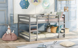 Full Over Full Bunk Bed with Ladder, Gray（OLD SKU：WF282788AAE） - Home Elegance USA