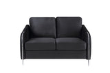 Hathaway Black Velvet Fabric Sofa Loveseat Living Room Set Home Elegance USA