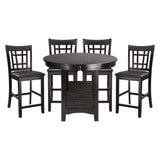 Traditional Design Dark Cherry Finish Counter Height Dining Set 5pc Table w Extension Leaf and 4 Counter Height Chairs - Home Elegance USA