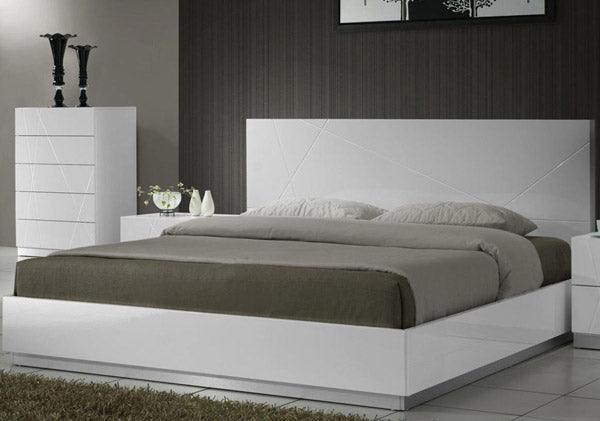 J&M Furniture - Naples White Lacquer 3 Piece Full Size Platform Bedroom Set - 17686-F-3Set