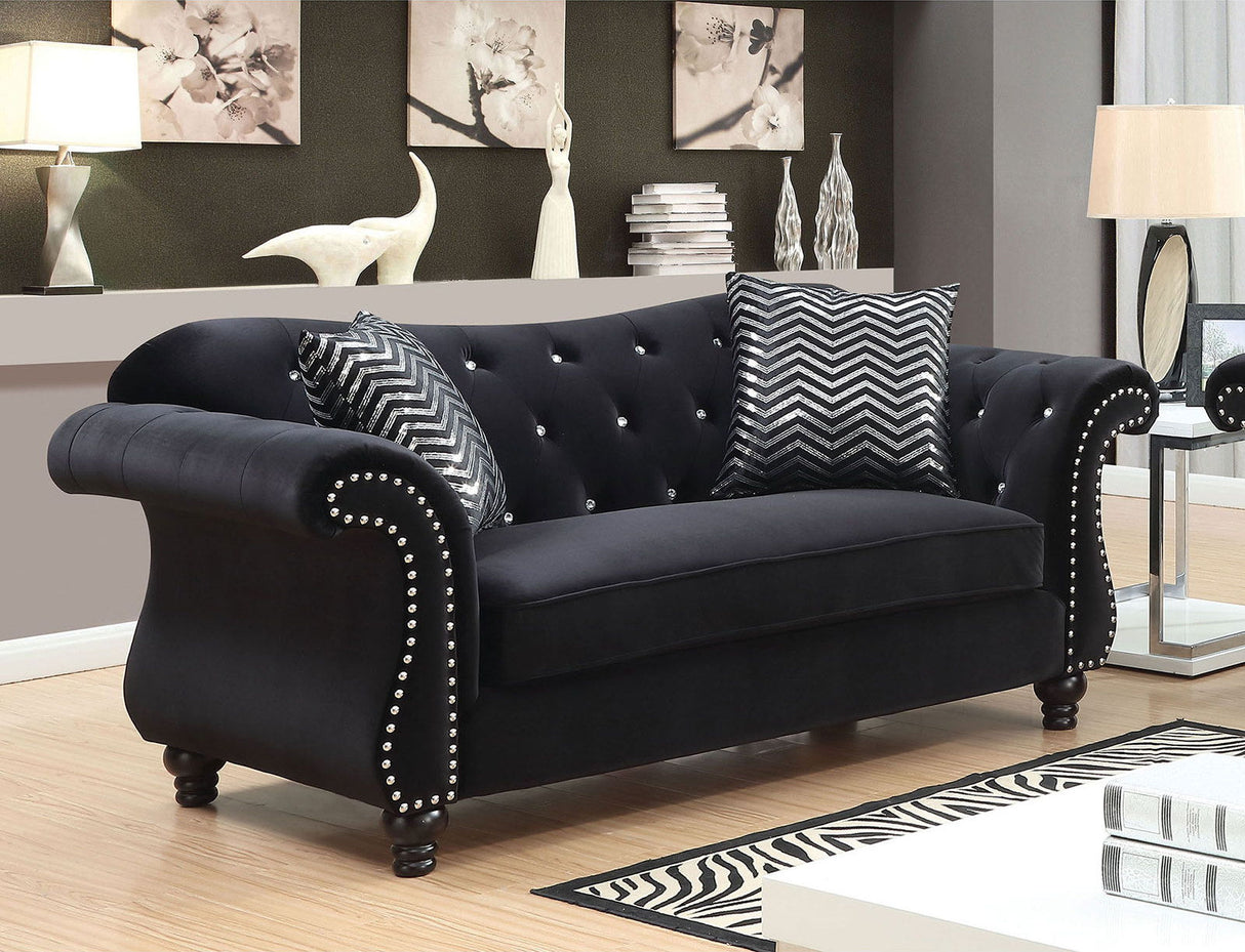 Jolanda - Sofa & Love Seat & Chair - Black - Home Elegance USA