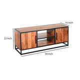 54 Inch Metal Frame TV Console with 2 Side Door Cabinets, Black and Brown Home Elegance USA