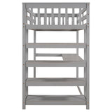 Twin Size Loft Bed with Storage Shelves and Under-bed Desk, Gray(OLD SKU:SM000245AAE-1) - Home Elegance USA