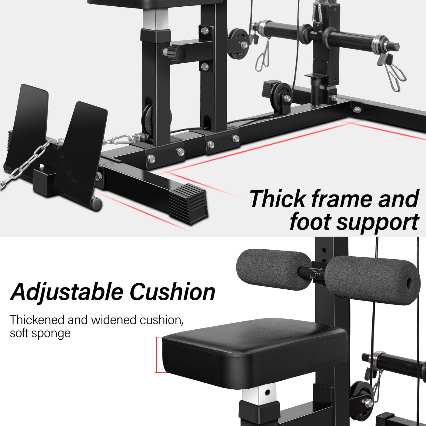 Home Gym Fitness LAT Pulldown and Low Row Cable Machine