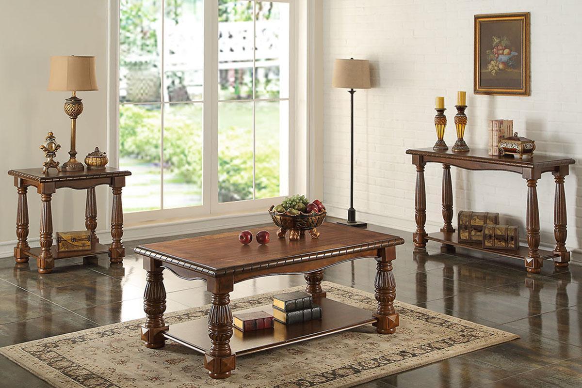 Traditional Formal Look Wooden End Table Living Room Sofa Side Table Rubberwood - Home Elegance USA