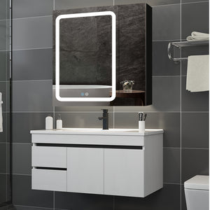 30x30 Inch LED Bathroom Medicine Cabinet with Mirror Defogging Dimmer Black - W995S00049 - image - 8