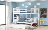 Full over Full Bunk Bed with Twin Size Trundle and Ladder-White(Old SKU: LP000204AAK) - Home Elegance USA