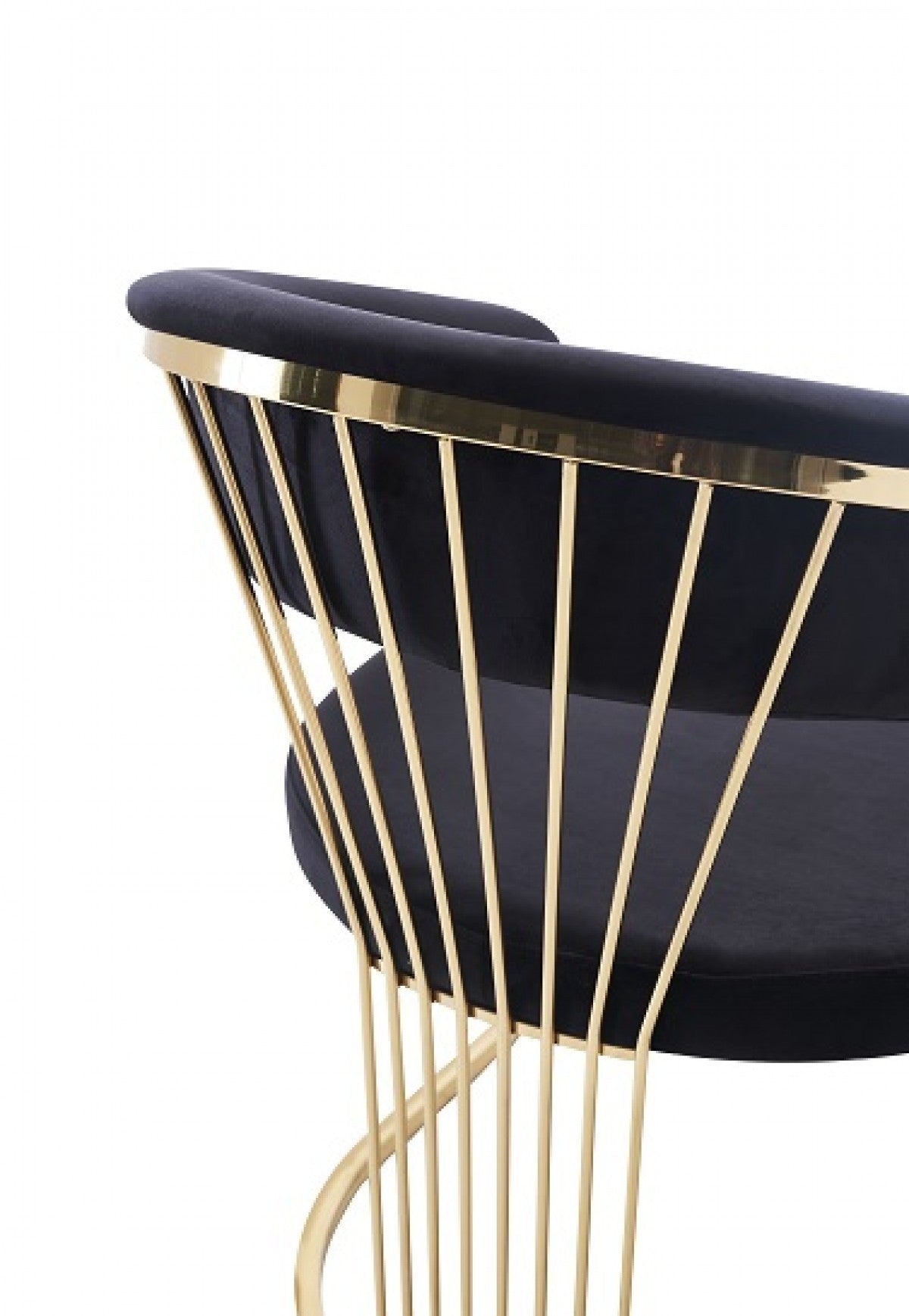 Modrest Linda Modern Black Velvet and Gold Dining Chair - Home Elegance USA